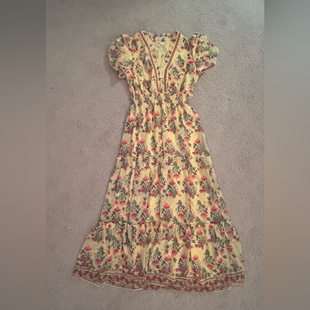 Max Studio Floral Print Maxi Dress - Yellow and Red